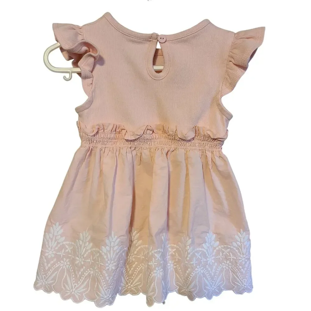 Joie Dress Girls 2T Floral Embroidered Ruffle Sleeve Pink Soft Girl Coquette